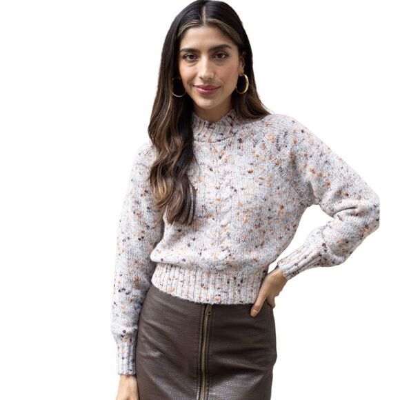 Jillian Sweater Steve Madden Size XL Wool Alpaca Blend Grey Marl Preppy NWT - Picture 1 of 10